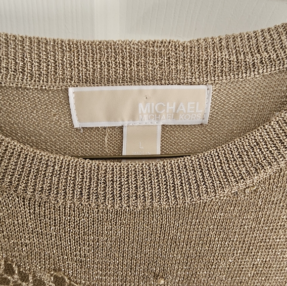 Michael Kors Gold Metalic Mesh Sweater L - Picture 2 of 7